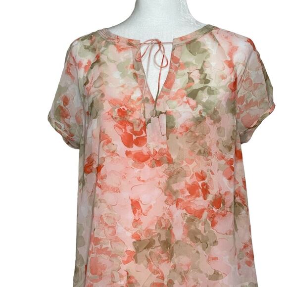 Pastel Peachy Pink Floral Botanical Garden Girl 2 Piece Blouse set size L - Picture 2 of 10